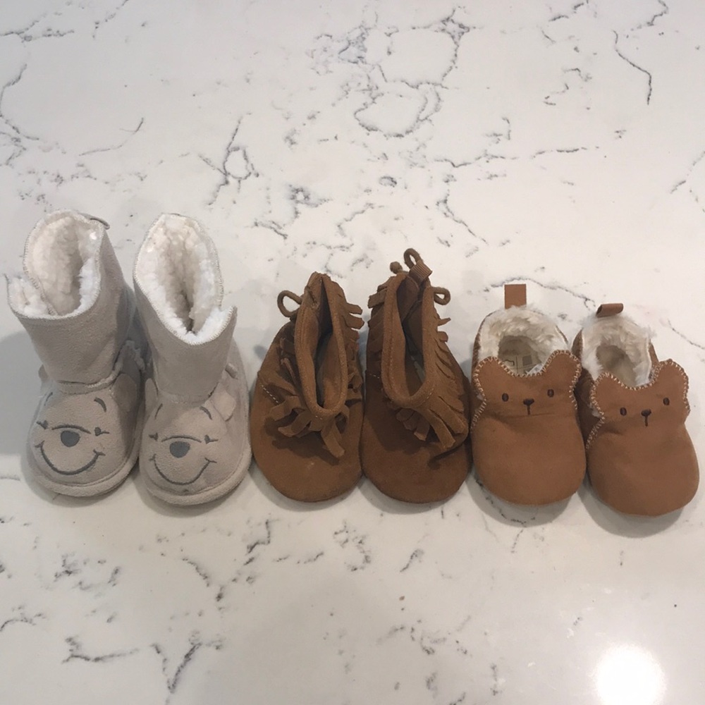 Baby bundle booties,moccs,slips, Disney, GAP, H&M